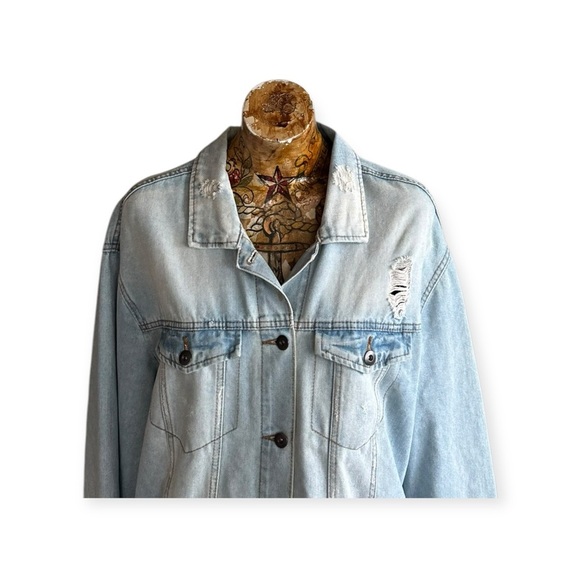 Highway Jeans Denim jacket XL button front distress style - Picture 2 of 11